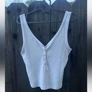 Abercrombie White Button Front Tank | Ribbed Knit